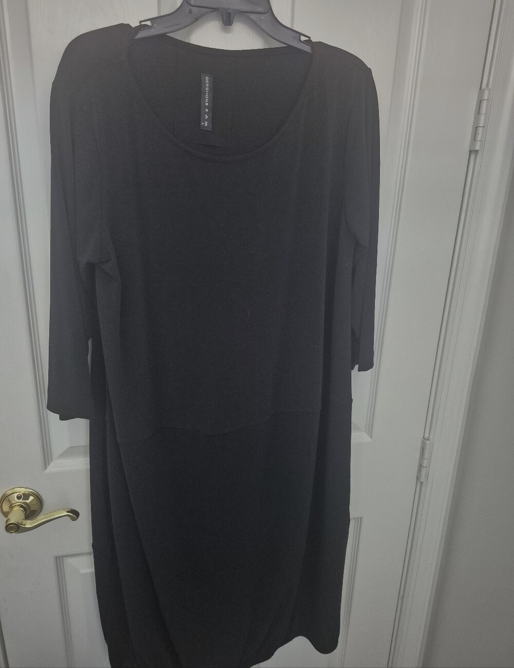 Gershonb RAM Black Long Sleeve Scoop Neck Knee Length Dress Or Tunic SzL